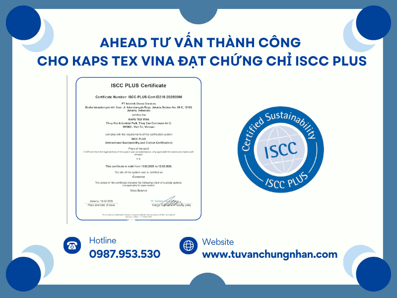 AHEAD Tư Vấn Thành Công cho Công ty KAPS TEX VINA Đạt Chứng Chỉ ISCC PLUS- ảnh 1